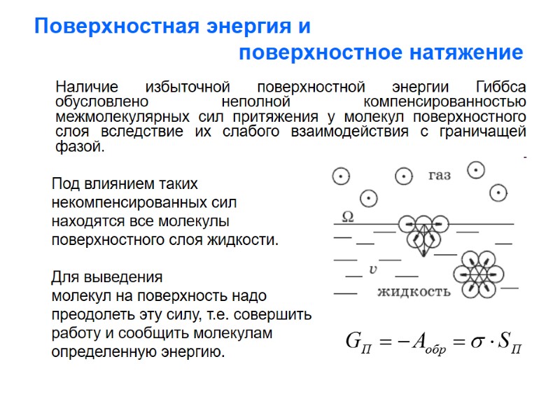 Поверхностная энергия и Поверхностная энергия и